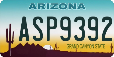 AZ license plate ASP9392