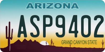 AZ license plate ASP9402