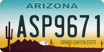 AZ license plate ASP9671