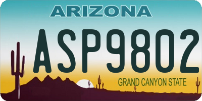 AZ license plate ASP9802