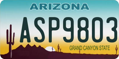 AZ license plate ASP9803