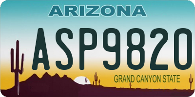 AZ license plate ASP9820