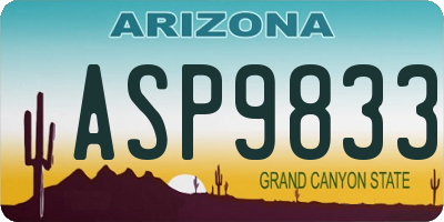 AZ license plate ASP9833