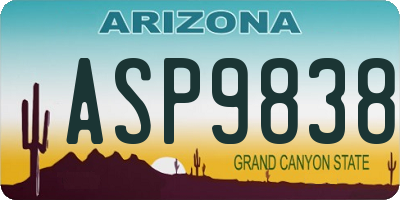 AZ license plate ASP9838