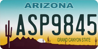 AZ license plate ASP9845