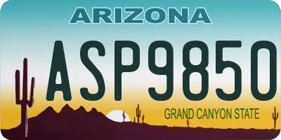 AZ license plate ASP9850