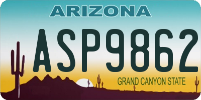 AZ license plate ASP9862