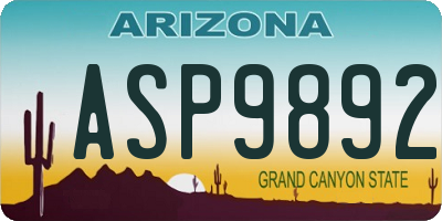 AZ license plate ASP9892