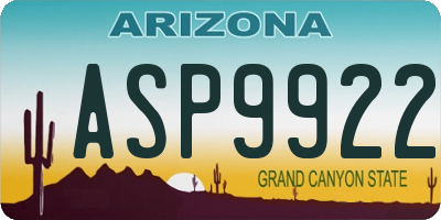 AZ license plate ASP9922