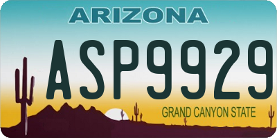 AZ license plate ASP9929