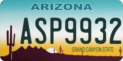 AZ license plate ASP9932