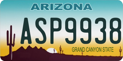 AZ license plate ASP9938