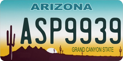 AZ license plate ASP9939