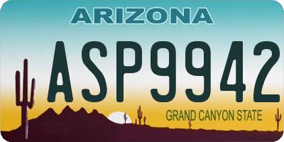 AZ license plate ASP9942