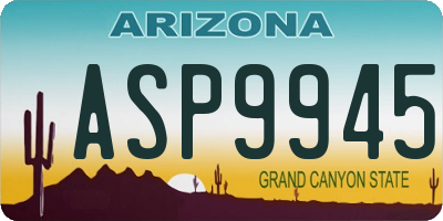 AZ license plate ASP9945