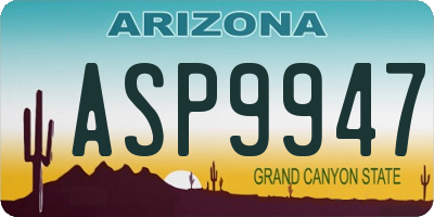 AZ license plate ASP9947