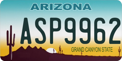 AZ license plate ASP9962