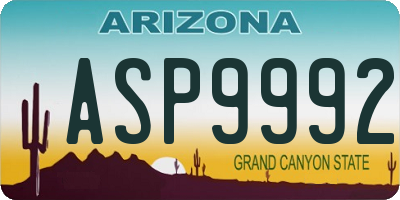 AZ license plate ASP9992