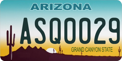 AZ license plate ASQ0029