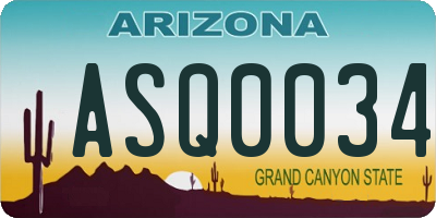 AZ license plate ASQ0034