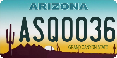 AZ license plate ASQ0036
