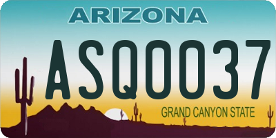 AZ license plate ASQ0037