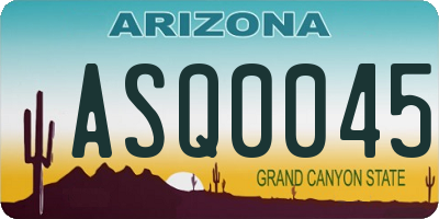AZ license plate ASQ0045