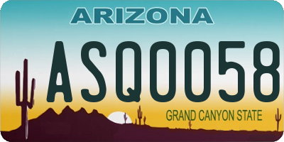AZ license plate ASQ0058