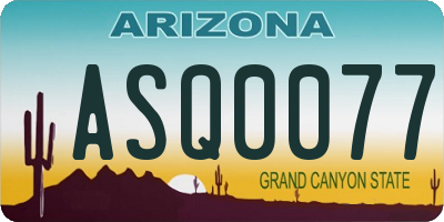 AZ license plate ASQ0077