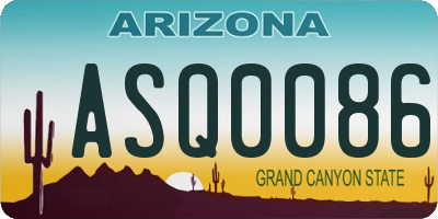 AZ license plate ASQ0086