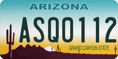 AZ license plate ASQ0112