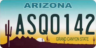 AZ license plate ASQ0142