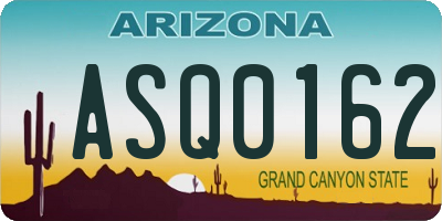 AZ license plate ASQ0162