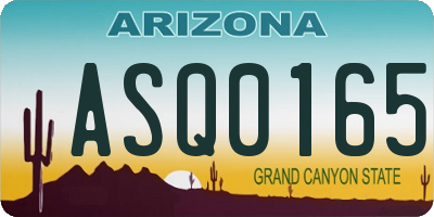 AZ license plate ASQ0165