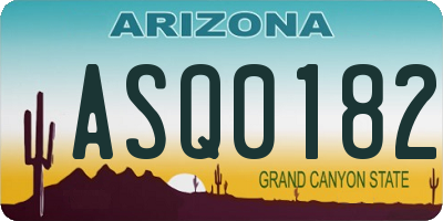 AZ license plate ASQ0182