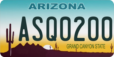 AZ license plate ASQ0200