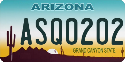 AZ license plate ASQ0202