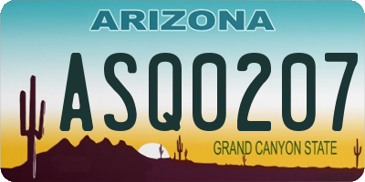 AZ license plate ASQ0207