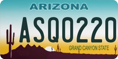AZ license plate ASQ0220
