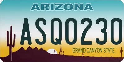AZ license plate ASQ0230