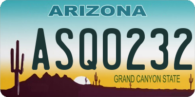AZ license plate ASQ0232