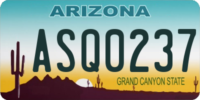 AZ license plate ASQ0237