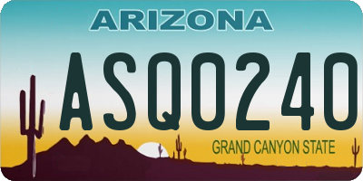 AZ license plate ASQ0240