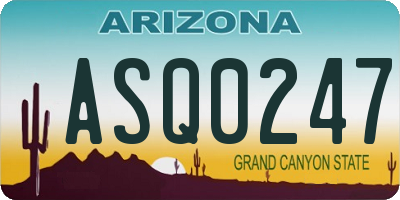 AZ license plate ASQ0247