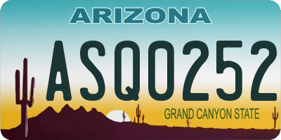AZ license plate ASQ0252