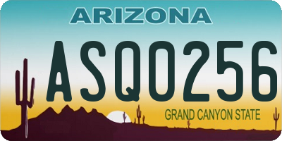 AZ license plate ASQ0256