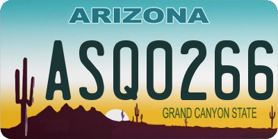 AZ license plate ASQ0266