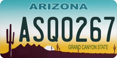 AZ license plate ASQ0267