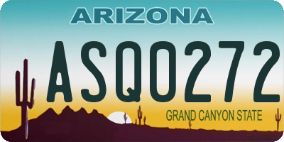 AZ license plate ASQ0272