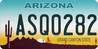 AZ license plate ASQ0282